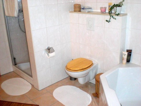 der neue WC-Deckel aus Bambusholz war lange geplant - und er macht sich doch gut!